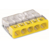 WAGO Svorka 2273-205 instalační PUSH WIRE® krabicová pro plné vodiče, 5 x 2,5 mm², žlutá/transparentní