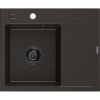 Mexen Ben, 1-komorový granitový drez 600x500x190 mm, ľavý + čierny sifón, čierna-zlatá metalíza, 6522605000-75-B