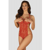 Červené crotchless čipkované body Rediosa