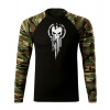 DRAGOWA Fit-T tričko s dlhým rukávom skull, woodland 160g/m2 - M