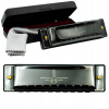 Harmonika Mouth Harmonica C metalická čierna pre dospelých a deti s puzdrom