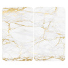 Sada 2 sklenených krytov na sporák v bielo-zlatej farbe Wenko Marble, 52 x 30 cm