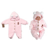 Baby Nellys Pletená kombinéza/overal LUX STAR s kožúškom, dvojvrstvová,sv. růžová, veľ. 68 Baby Nellys