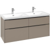 VILLEROY & BOCH Subway 3.0 závesná skrinka pod dvojumývadlo, 4 zásuvky, s LED osvetlením, 1272 x 478 x 429 mm, Taupe, C568L1VM