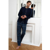 Italian Fashion Pánske bavlnené pyžamo na gombíky Italian Fashion Jakub tmavomodré, Veľkosť XXL, Farba tmavomodrá