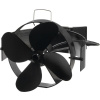 Ventilátor Strend Pro, krbový, s úchytom na dymovod a magnetom, poháňaný teplom, 4-lopatkový, čierny