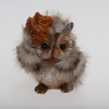Sova s listom siv/ora poly 6*5*7,5cm