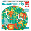 Puzzle pre najmenších okrúhle The Jungle Round Educa zvieratká v džungli 28 dielov 48 cm priemer
