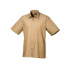 Premier Workwear Pánska košeľa s krátkym rukávom PR202 Khaki -ca. Pantone 7503 44,5 (17H)