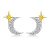 GRACE Silver Jewellery Stříbrné náušnice Měsíc a Hvězda, stříbro 925/1000 E-SCE729/182 Stříbrná