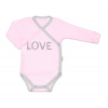 Baby Nellys Body dlhý rukáv Love - zapínanie bokom, ružové, veľ. 56 56 (1-2m)