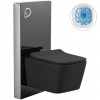 CERANO - Kompletný WC set sanitárny splach. modul - čierna matná + WC závesné Forte, Rimless + Slim/UF sedátko - čierna matná - 51x36 cm