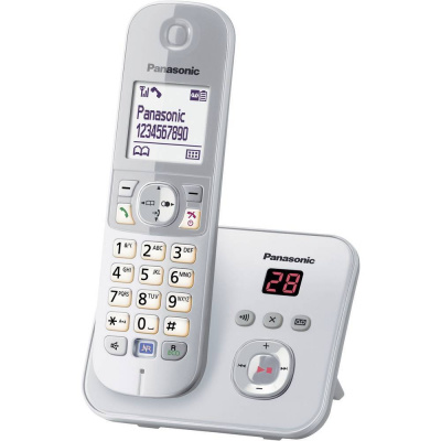 Panasonic KX-TG6821 DECT, GAP bezdrôtový analógový telefón záznamník, handsfree strieborná, sivá; KX-TG6821GS