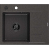 Mexen Ben, 1-komorový granitový drez 600x500x190 mm, ľavý + čierny sifón, čierna škvrnitá, 6522605000-76-B