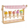 Leaf Toys Scoops and Smiles Tender drevená zmrzlináreň s úsmevom 5 druhov kornútkov so zvieratkami