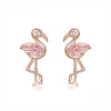GRACE Silver Jewellery Stříbrné náušnice Plameňák s růžovými zirkony - stříbro 925/1000 E-BSE120/368 Růžová