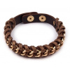 Prepletaný náramok s reťazou eko koža hnedý st676 bižutéria (Prepletaný náramok s reťazou eko koža hnedý st676 bižutéria)