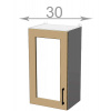 Casarredo Capri W3072G, kuchynská vitrína š.30, korpus grafit, dvierka dub tabaco