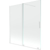 Mexen Velar, 2-krídlová posuvná vaňová zástena 150 x 150 cm, 8mm číre sklo, biely profil, 896-150-000-01-20