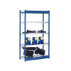 Stabilný zásuvný regál, jednostranný ,výška regálu 2000 mm, modrá/pozinkovaný, šírka police 1025 mm hofe