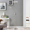 Lindby LED stojacia lampa Yveta, niklová farba, kov, stmievateľná - 9620910