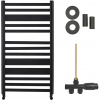 CERANO - Kúpeľňový radiátorový set Enrico - ústredné vykurovanie - bočné jednobodové pripojenie - 467W - čierna matná - 970x500 mm