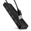 AXAGON HUE-C1A, 4x USB 5Gbps TRAVEL hub, USB-C napájací konektor, kábel USB-A 19cm HUE-C1A