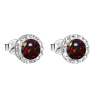 Strieborné náušnice s opálom a Preciosa kryštály 31217.1 ruby