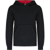 KARIBAN VINTAGE K453 / Detská mikina s kontrastnou kapucňou - black/red 158-164