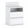 TopEshop MALWA M1 Nočný stolík, biely (Biely nočný stolík nočný stolík 40CM 2 zásuvková polica Nakastlik do spálne)
