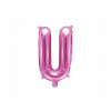 PartyDeco Fóliový balón Mini Písmeno U 35 cm ružový