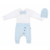 Baby Nellys 3-dielna sada Hubert body s motýlikom tepláčiky a čiapka sv. modrá