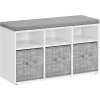 VASAGLE Botník s lavicou a úložnými boxmi 87 x 48 x 30 cm biely