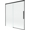 Mexen Rox, 2-krídlová posuvná vaňová zástena 150 x 150 cm, 8mm číre sklo, čierny matný profil, 8C9-150-001-70-00