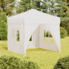Skladací párty stan s bočnicami biely 2x2 m-ForU-93503
