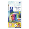 Akvarelové ceruzky, sada, šesťhranné, so štetcom, STAEDTLER Noris aquarell 144 10, 12 rôznych farieb
