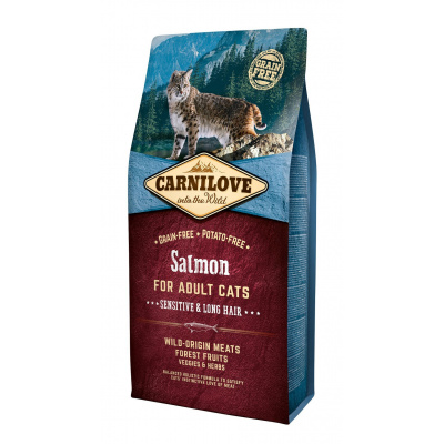 Carnilove Cat Grain Free Salmon Adult Sensitive & Long Hair 6 kg