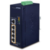 Planet Priemyselný PoE switch, 5x1Gb, 4x PoE 802.3at 36/120W, -40 až 75°C, dual 12-56VDC, IP40, fanless