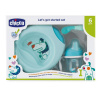 Jedálenský set - tanier, lyžička, pohárik, 6m+ - modrý