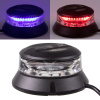Modrý-červený LED maják 12/24V - 24x 1,5W LED / čierny hliníkový obal (ø 110x54,6mm)