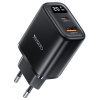 Yesido - Wall Charger (YC68) - with Digital Display, Quick Charge, for Phone, Tablet, USB, Type-C, 20W - Black