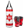 Dětský boxovací SET RING SPORT, pytel 60 x 22 cm 4kg a rukavice, bílý