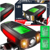 USB lampa na riadidlá Cyklistická lampa s klaksónom, počítadlom s alarmom