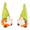 Škriatkovia so zelenou čiapkou z keramiky, set 2 ks, 15x8 cm