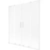 Mexen Velar L Duo, 2-krídlová posuvná vaňová zástena 140 x 150 cm, 8mm sklo námraza, biela matná, 896-140-003-32-20