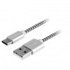 Kábel GoGEN USBAC200MM24 USB / USB-C, opletený, 2m, stříbrný