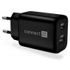 CONNECT IT USB nabíjačka, USB-A, USB-C, čierna, CWC-2080-BK