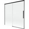 Mexen Rox, 2-krídlová posuvná vaňová zástena 160 x 150 cm, 8mm číre sklo, čierny matný profil, 8C9-160-001-70-00
