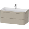 DURAVIT Happy D.2 Plus c-bonded závesná skrinka s nábytkovým umývadlom s otvorom, 2 zásuvky, 975 x 490 x 480 mm, taupe matná lakovaná, HP4638O6060