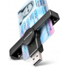 AXAGON CRE-SMPA, USB-A PocketReader čítačka kontaktných kariet Smart card, (eCitizen, eID klient)
